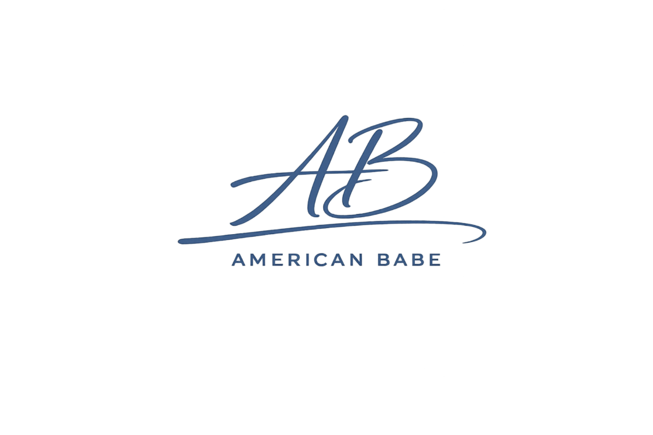Logo of 'American Babe' with stylized letters on a white background